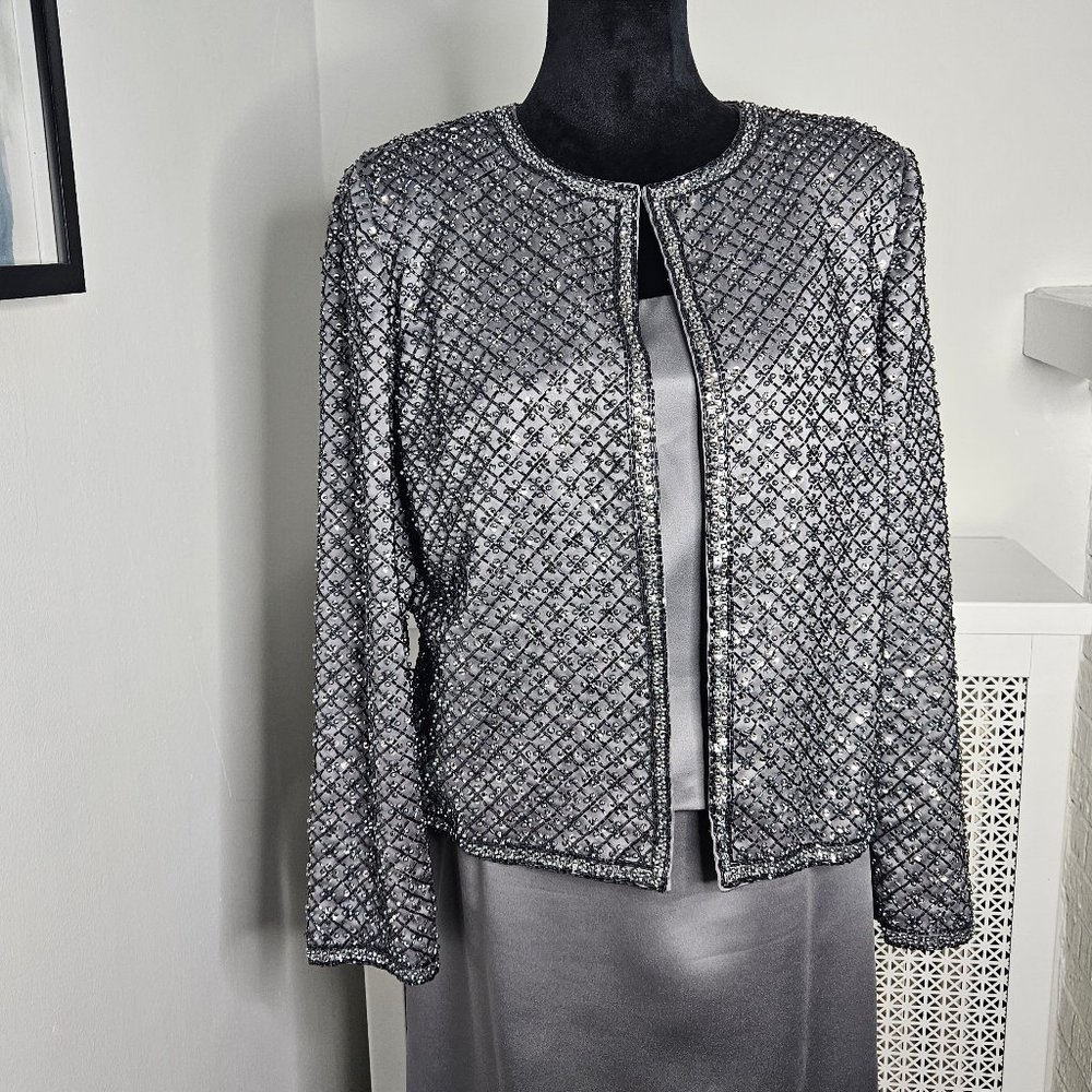 Vie by Victoria Royal 3 Pcs Evening Wear Jacket ,Top and Long Skirt Size 14
